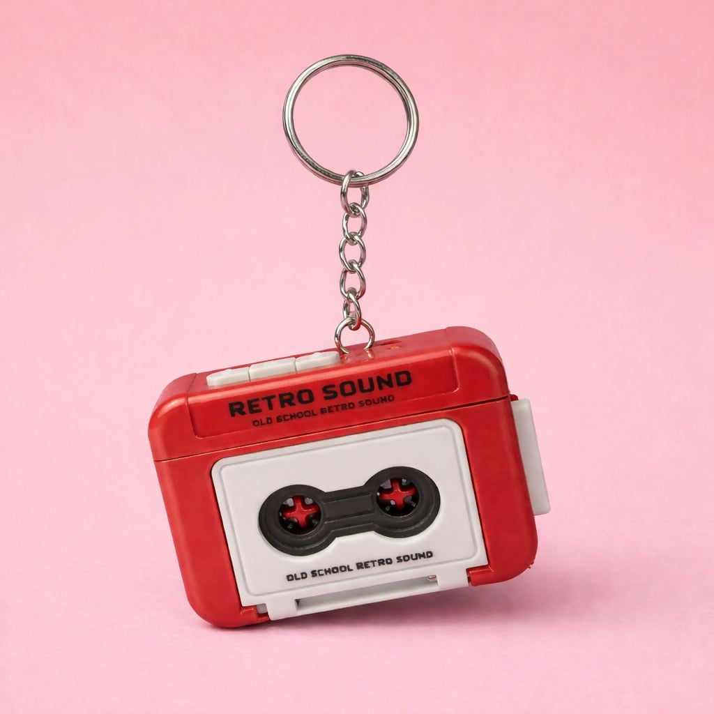 Retro Cassette Tape Sound Keychain Toy with Click Button