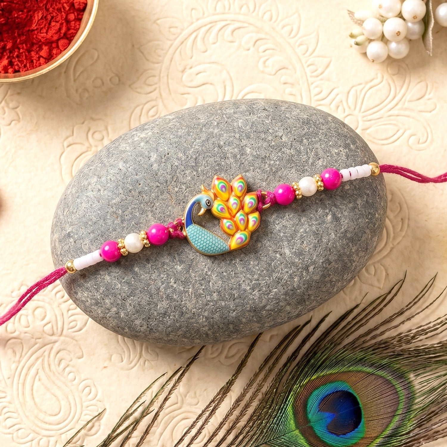 Traditional Rakhi thread with vibrant colorful design