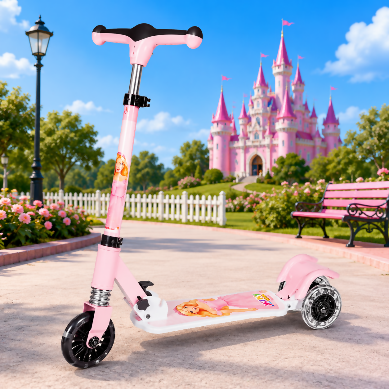 KIXY Glow 3 Wheel Foldable Kids Scooter with LED Flashing Wheels