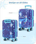 Kids Frozen Trolley Bag – 22-Inch Blue Luggage with 4 Wheels