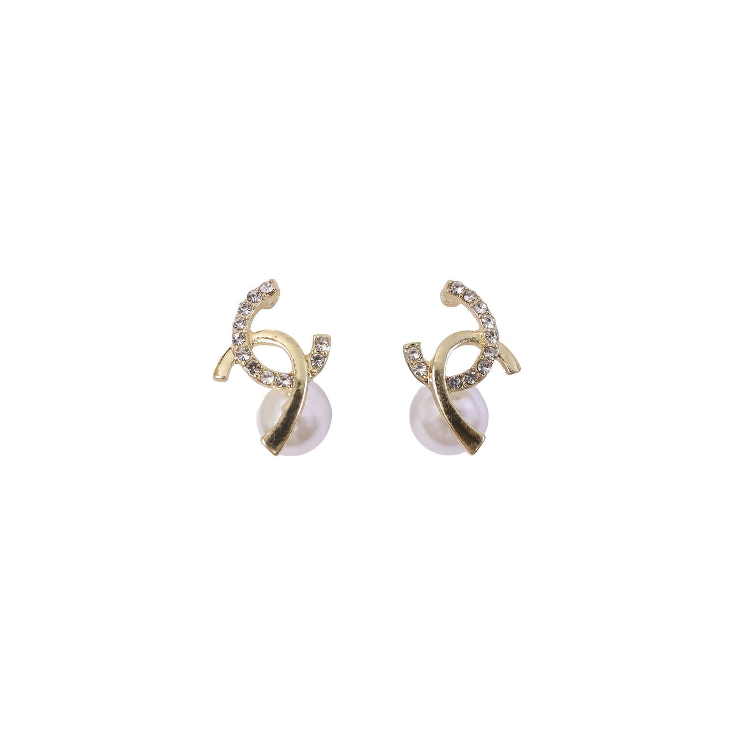 Premium Korean Rose-Tinted Pearl Huggie Hoop Earrings