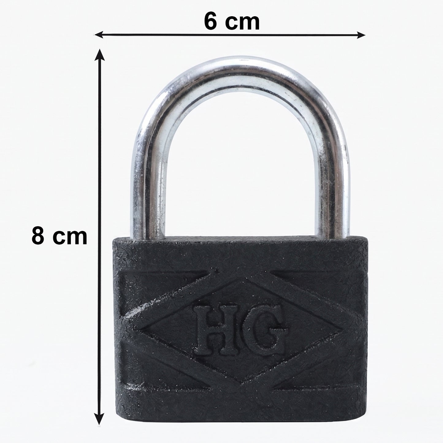 Side view of 60mm iron pad lock