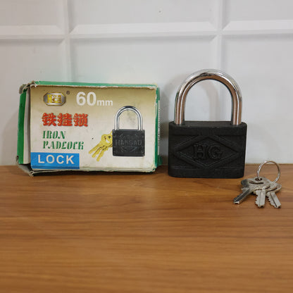 Heavy Duty 60mm Iron Pad Lock with 3 Keys for Secure Locking