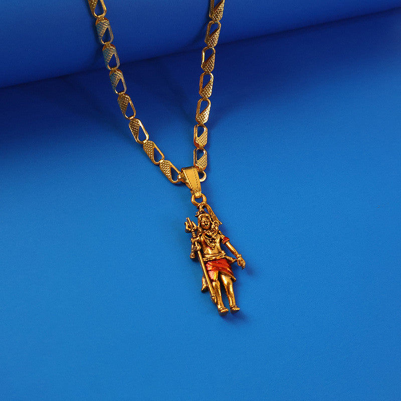 Lord Shiva Standing Devotional Pendant with Designer Chain