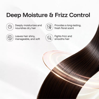 Application of nourishing hair conditioner on mid-lengths and ends