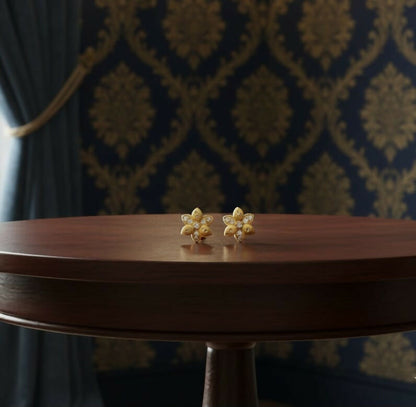 Gold Plated Floral Stud Earrings for women and girls