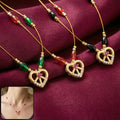 Heart Pendant Necklace with Tricolor Beads – Elegant & Stylish