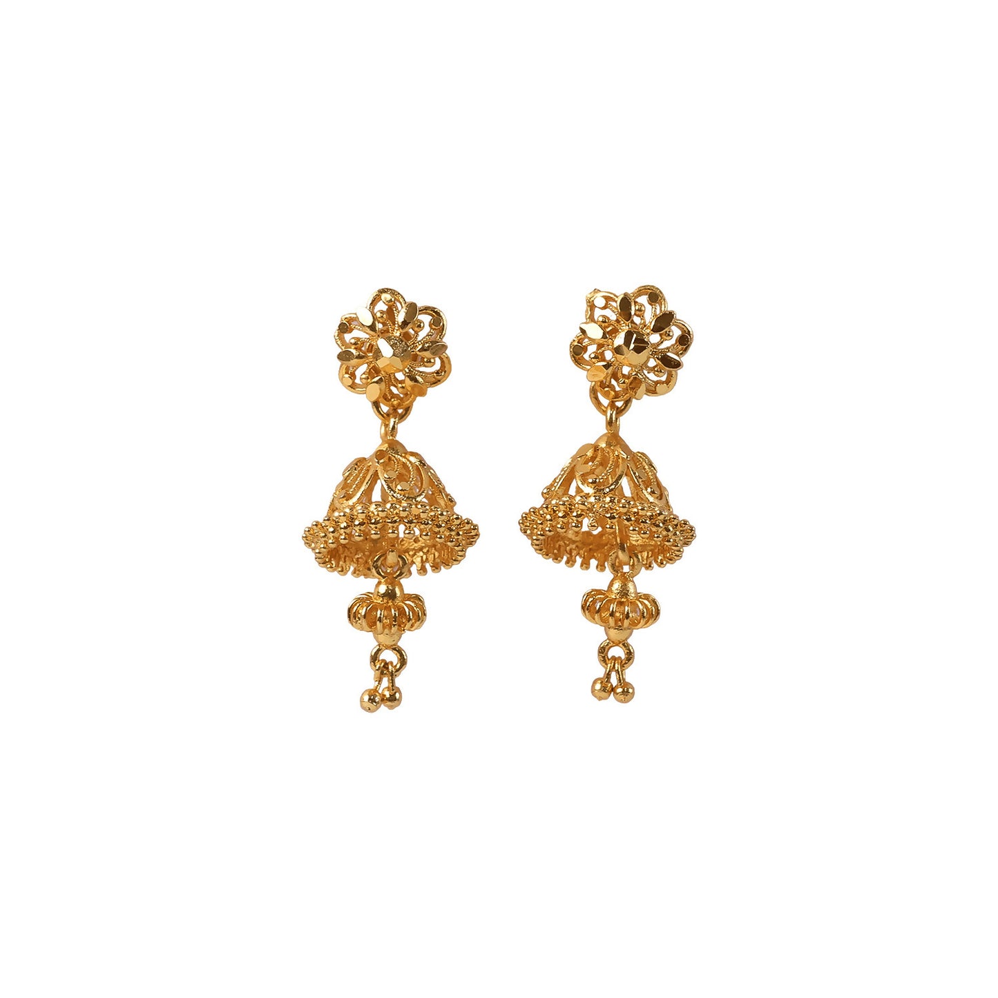 Royal Ethnic Gold Jhumka Earrings with Intricate Detailing