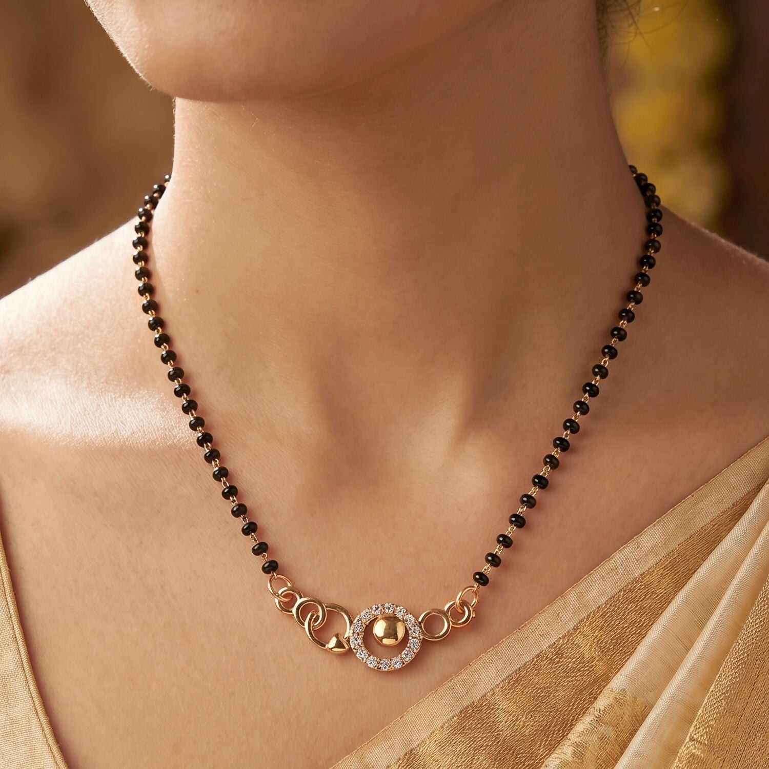 Circular Modern Mangalsutra Necklace with Stylish Charm Design