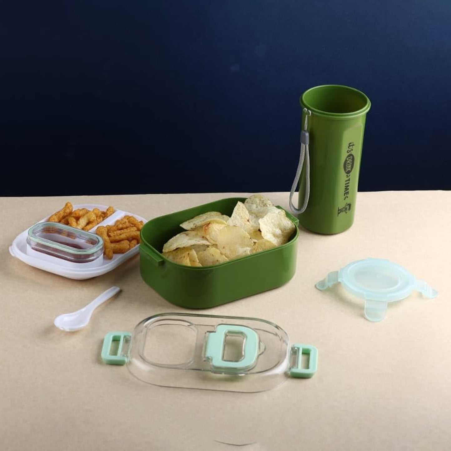 Multi-Functional 1 Set Leakproof Lunch Box with Cutlery & Tumbler