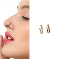 AD Non-Piercing Gold Plated Nose Clip Set – Double Band Elegance