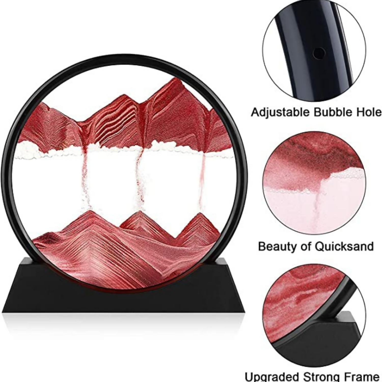 Premium Round Rotating Moving Sand Art Frame for Home & Office Décor | Mesmerizing Flowing Sand Picture with Elegant Black Stand | Relaxing Desktop Motion Showpiece for Living Room, Bedroom & Work Desk | Unique Stress-Relief Gift for All Occasions