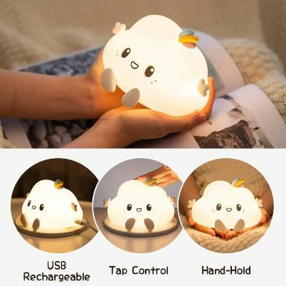 Cute Cloud Silicone Night Lamp with Soft Warm Glow for Kids Bedroom Décor