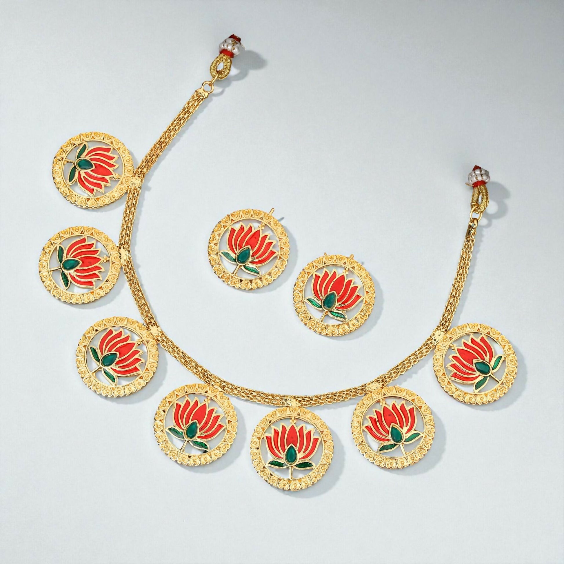 Bold R Gold-Tone Black Crystal & Pearl Choker Set