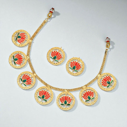 Bold R Gold-Tone Black Crystal & Pearl Choker Set