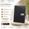 Premium Black PU Leather A5 Executive Business Diary & Planner with Magnetic Closure