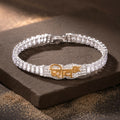 Shiv Name Premium CZ Stone Silver Rakhi with Gold Finish Spiritual Festival Gift