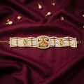 Pearl & Gold Bridal Bracelet – Elegant Floral Design with Stones