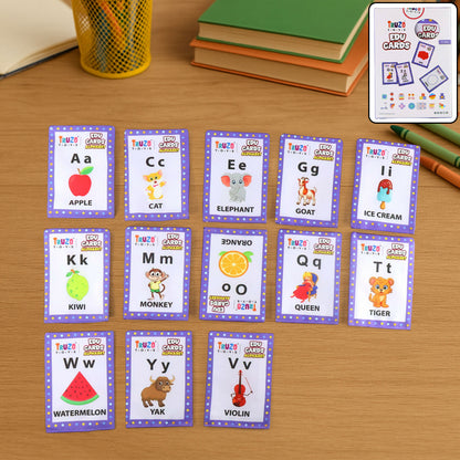 Truzo Edu Cards – Alphabet Learning Flash Cards for Kids with Pictures and Words