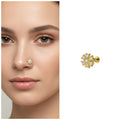 Gold Plated Floral Nose Pin – Elegant Seven-Stone Stud