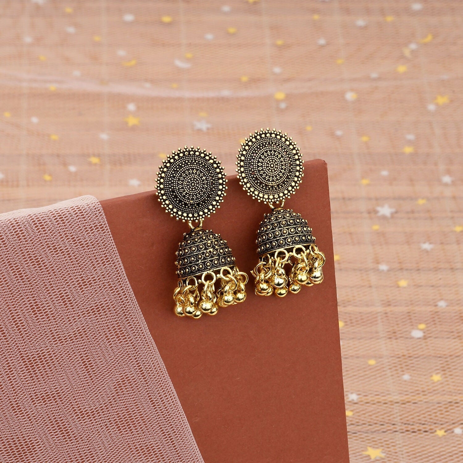 Traditional Gold Finish Jhumka Earrings