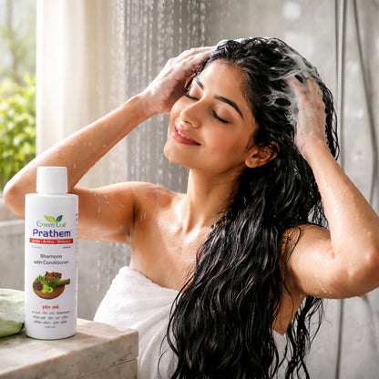 Green Leaf Prathem Herbal Shampoo with Conditioner for Smooth & Nourished Hair Care