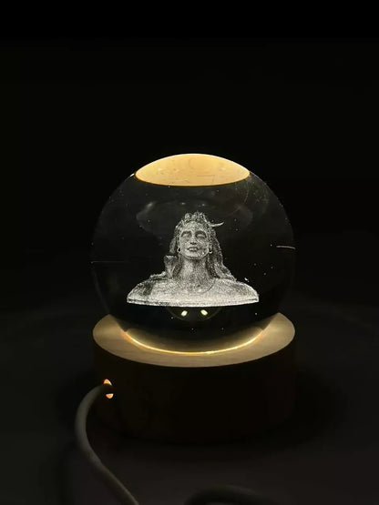 Wooden base of Adiyogi Shiva 3D crystal ball LED lamp
