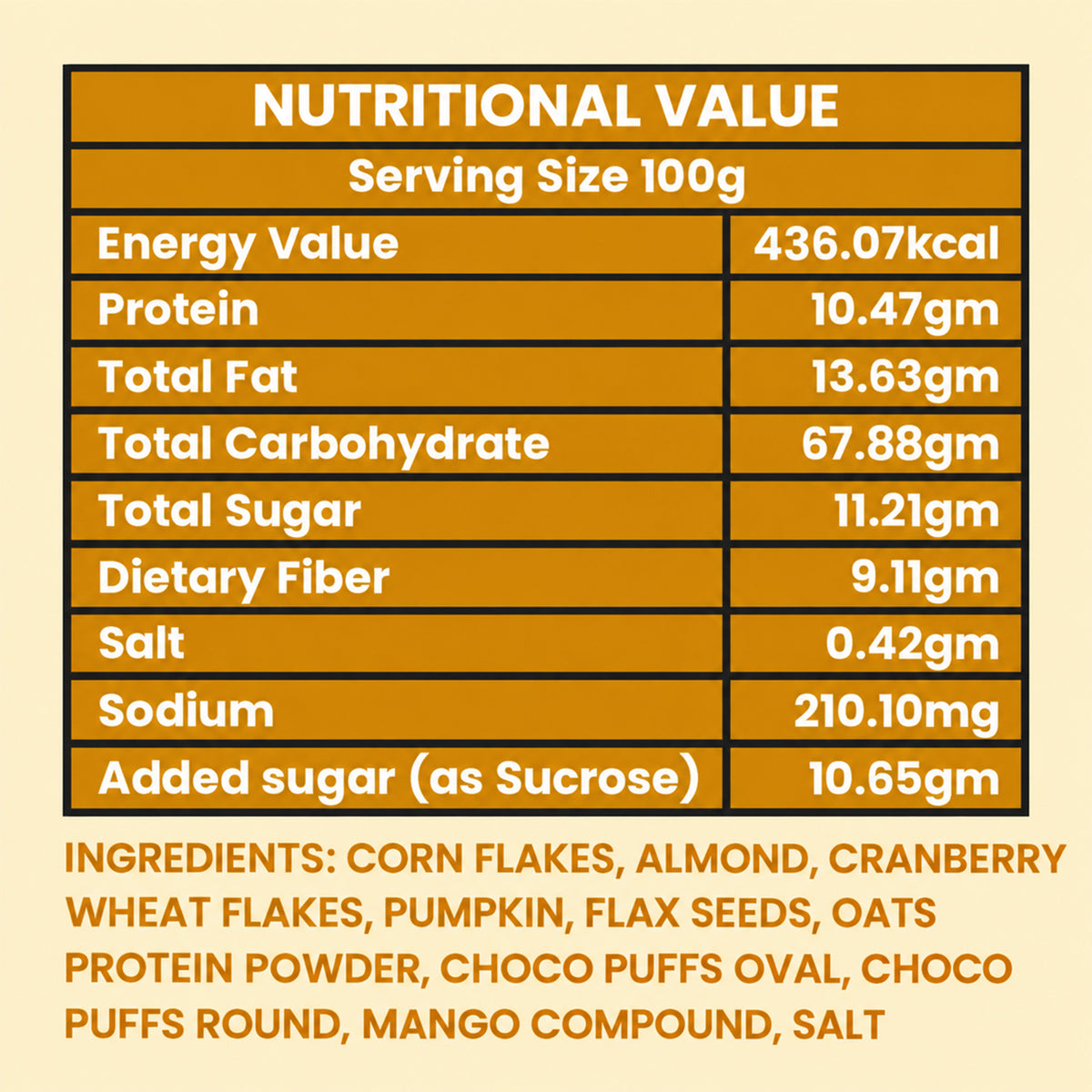 Mango Muesli Premium Fruity Crunchy Wholesome Healthy Breakfast Cereal Bowl (400g)