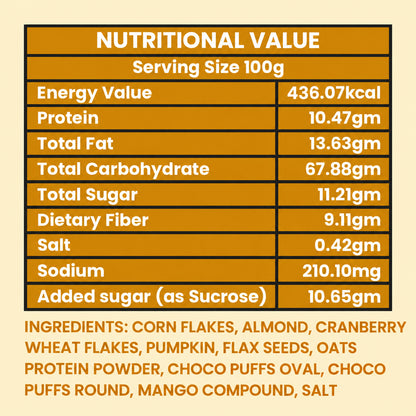 Mango Muesli Premium Fruity Crunchy Wholesome Healthy Breakfast Cereal Bowl (400g)