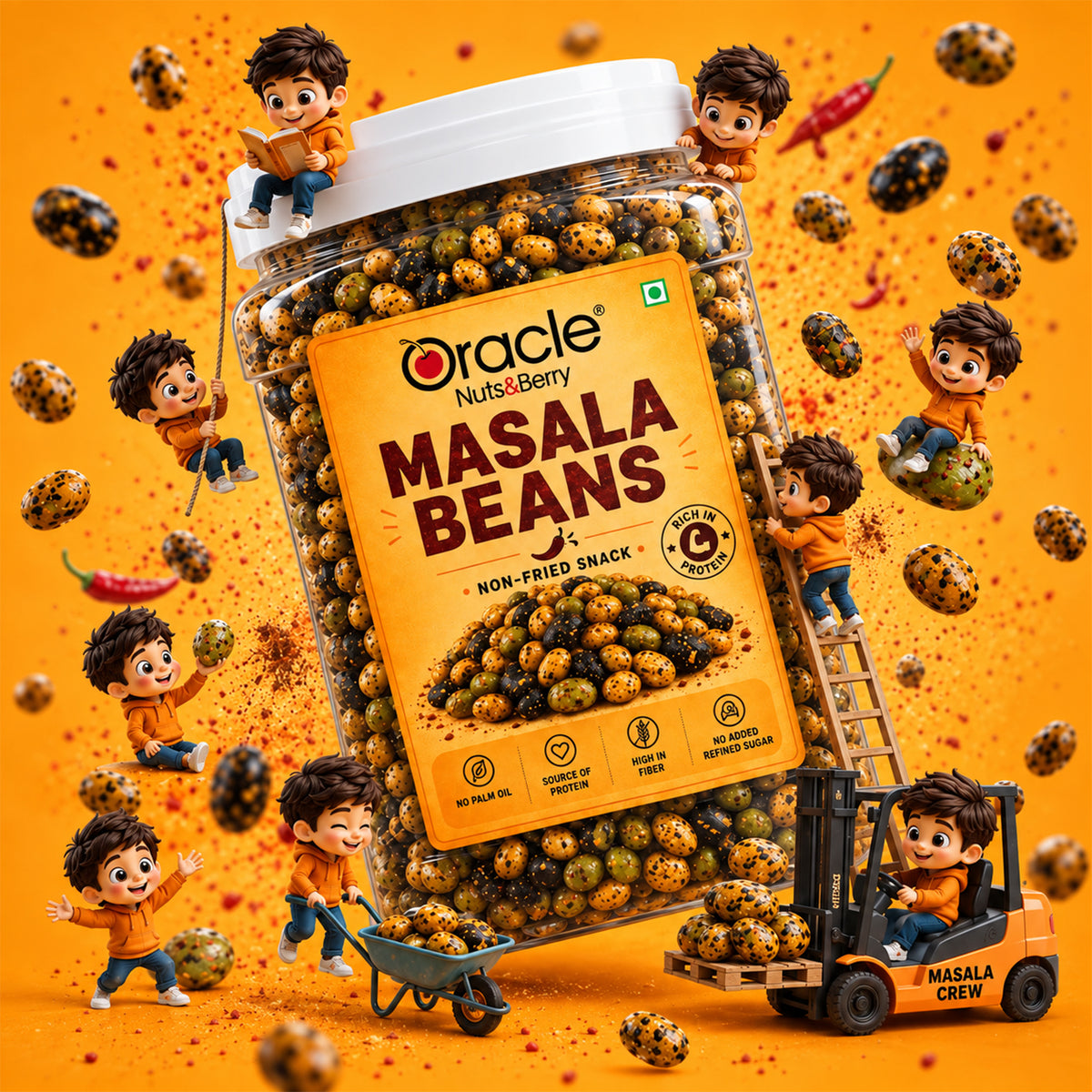 Masala Beans Premium Crunchy Spiced Roasted Beans Protein Rich Tasty Snack (400g)