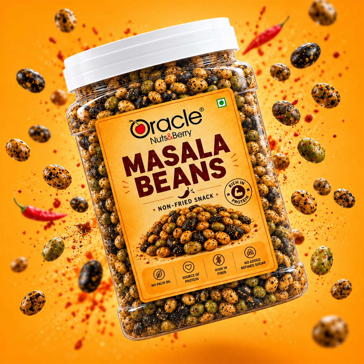 Masala Beans Premium Crunchy Spiced Roasted Beans Protein Rich Tasty Snack (400g)