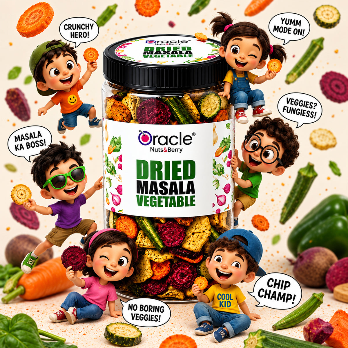 Dried Masala Vegetables Premium Crunchy Flavourful Veggie Tasty Snack Mixture (250g)
