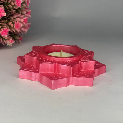 Handmade Lotus Diya – Metallic Pink Tealight Holder | Traditional Candle Holder for Diwali, Pooja, Meditation & Home Décor | Festival Gift Item