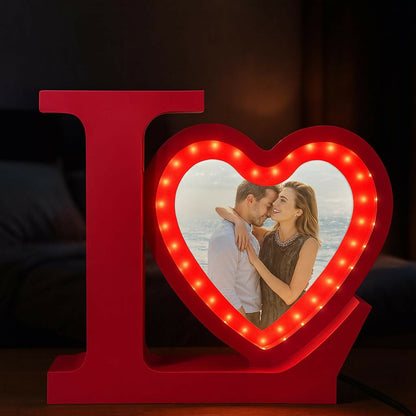 Love Heart LED Photo Frame and mirror with Warm Lights for Couples & Gifting