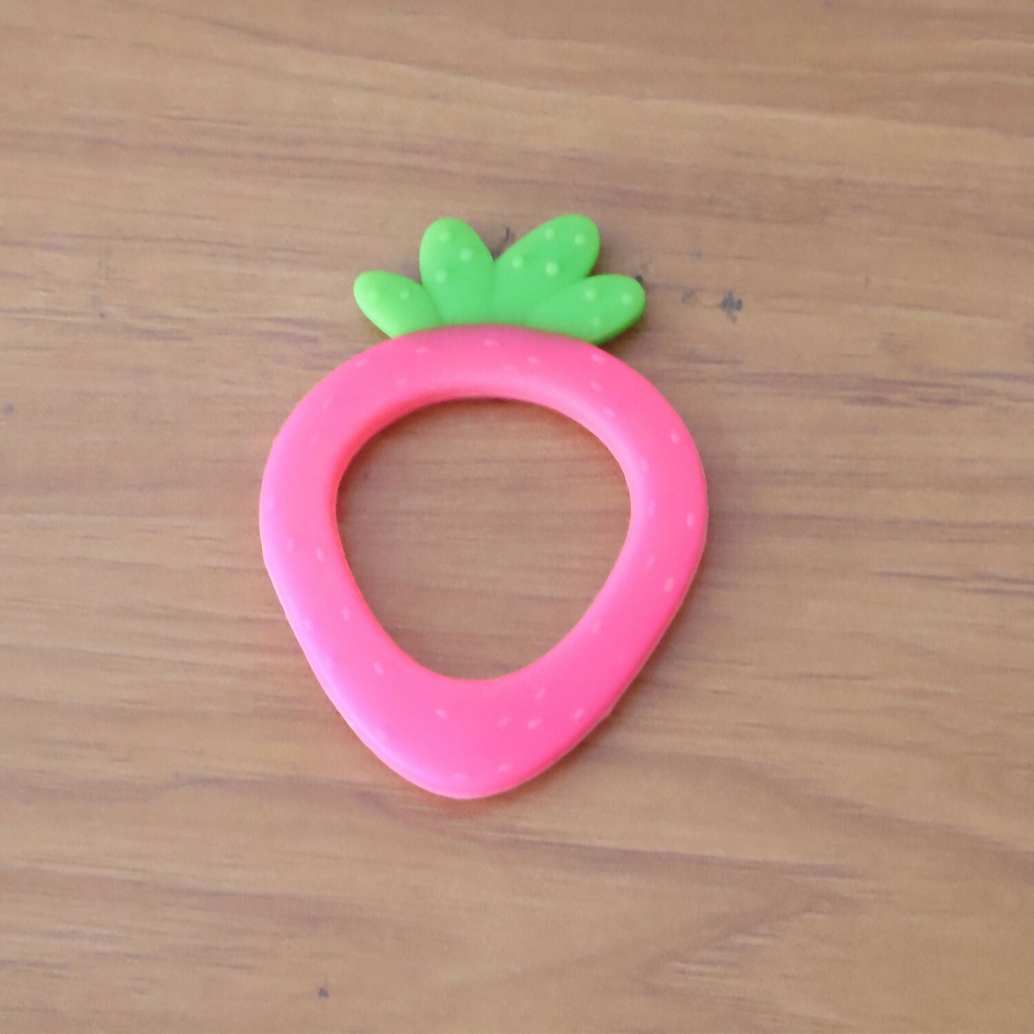 Strawberry shaped silicone baby teether