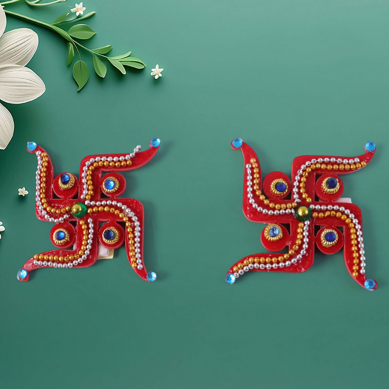 Swastik Door Hanging | Red Acrylic | Pair for Diwali and Puja