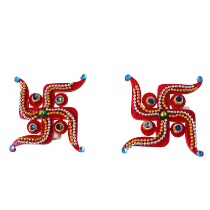 Swastik Door Hanging | Red Acrylic | Pair for Diwali and Puja
