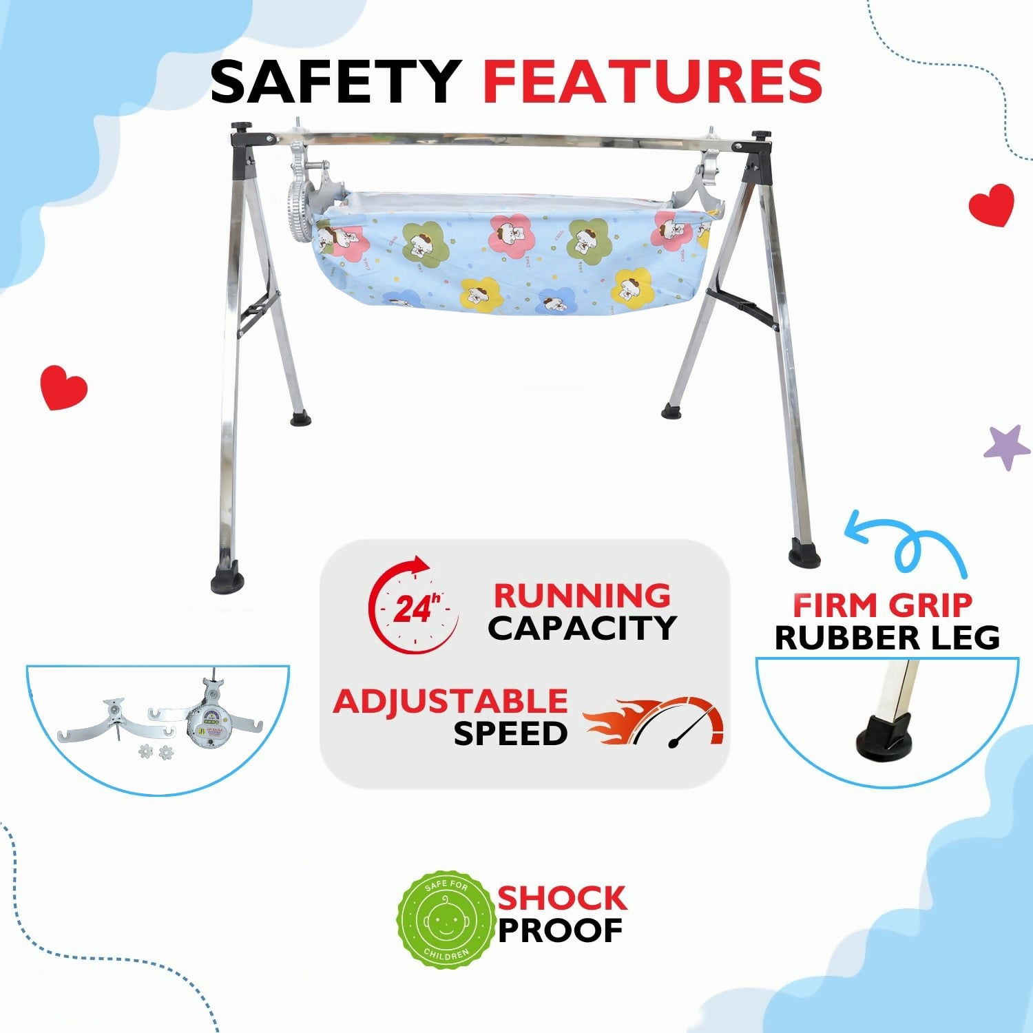 Electric Baby Cradle Swing Motor with Adjustable Speed Control and Easy Installation (2 kg)