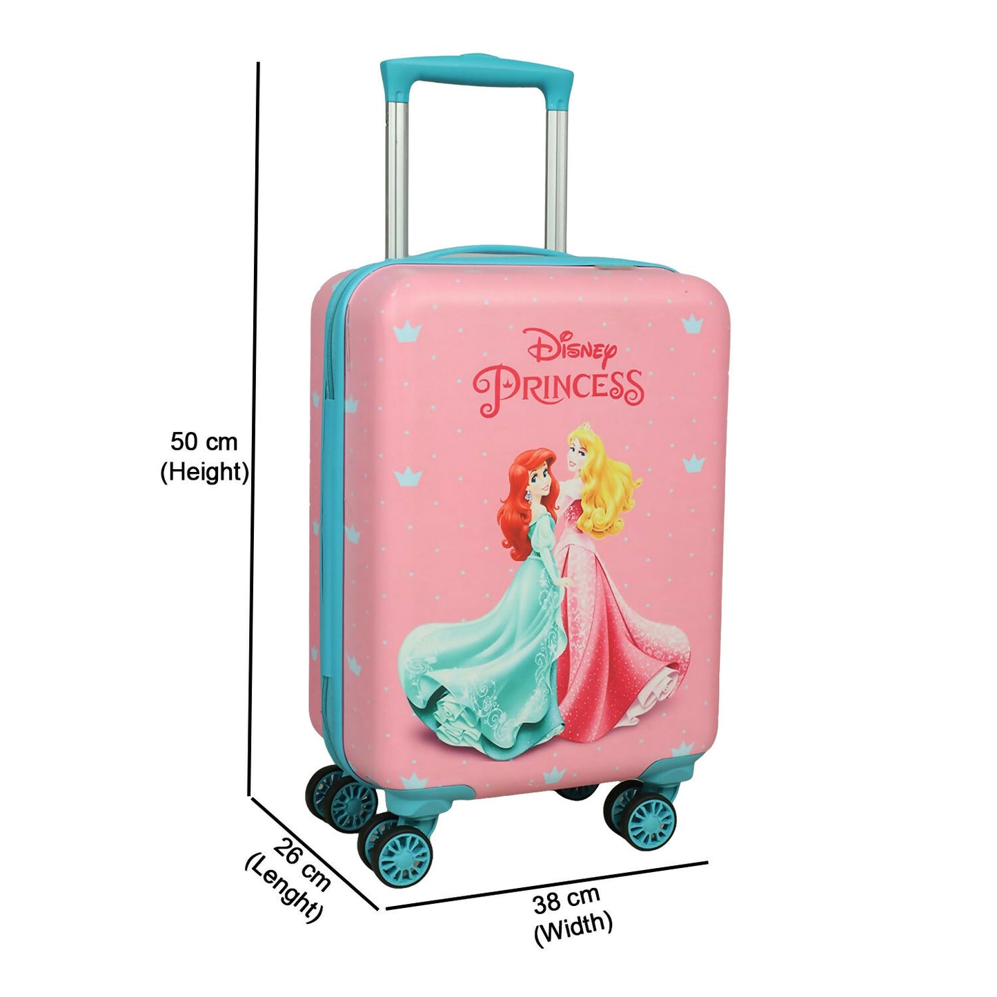 Ergonomic handle of Disney Princess kids trolley bag for easy pulling