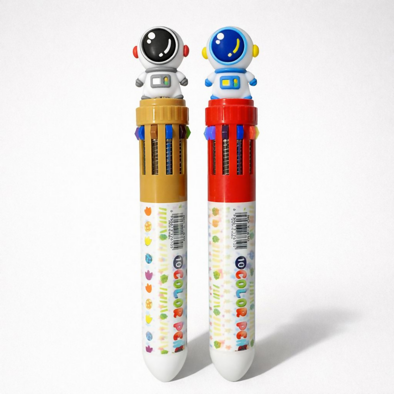 10-in-1 Multicolor Pen for Kids Astronaut Design Red Brown Color (SET OF 2)