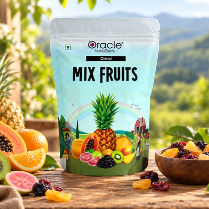 Dried Mix Fruits Premium Colourful Dehydrated Chewy Sweet Fruit Medley Pack (250g)