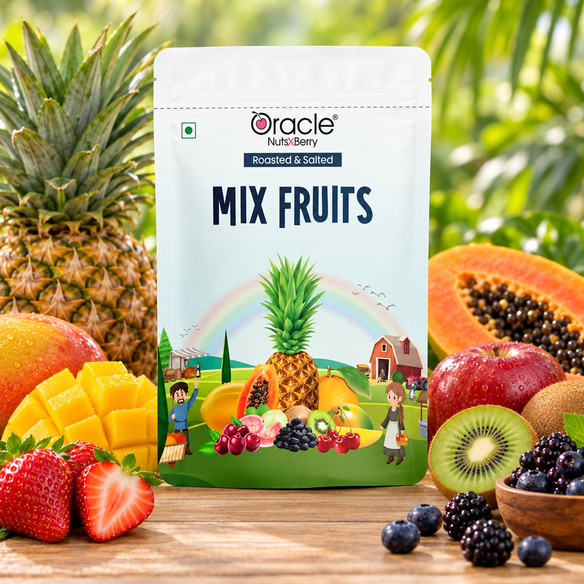Dried Mix Fruits Premium Colourful Dehydrated Chewy Sweet Fruit Medley Pack (250g)