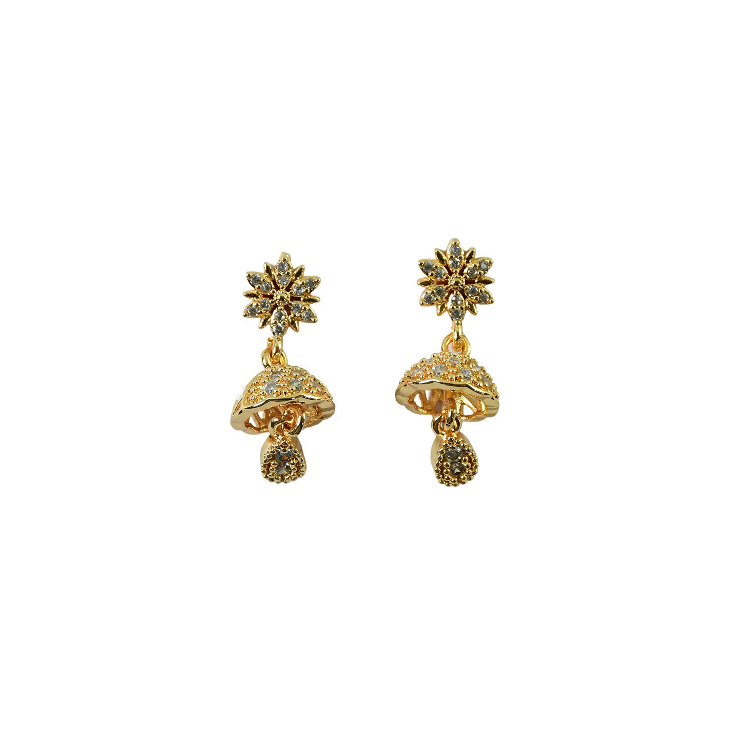 Sunburst floral jhumka earrings styled with traditional ethnic outfit