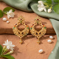 Traditional Chandbali Earrings with Floral Leaf Detail for Women (1 Pair)
