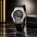 Premium Men's Skeleton Analog Watch with Black Silicone Strap