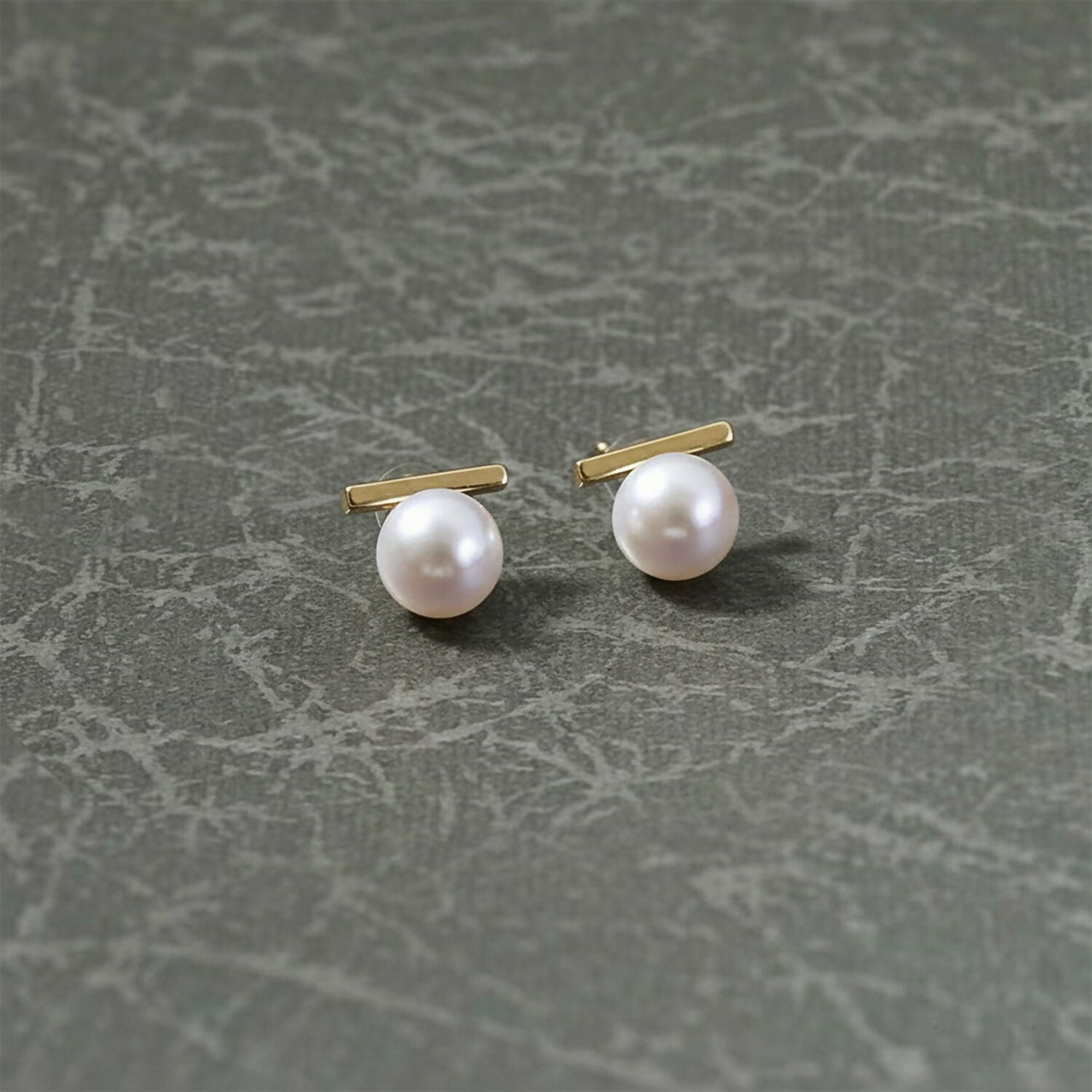 Elegant Pearl Bar Stud Earrings for Women | Minimal Gold Plated Korean Style Earrings | Daily Wear & Party Jewelry