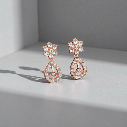 Crystal and enamel floral jewellery set worn with elegant outfit