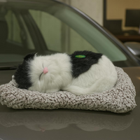 Premium Black & White Sleeping Cat Dashboard Toy