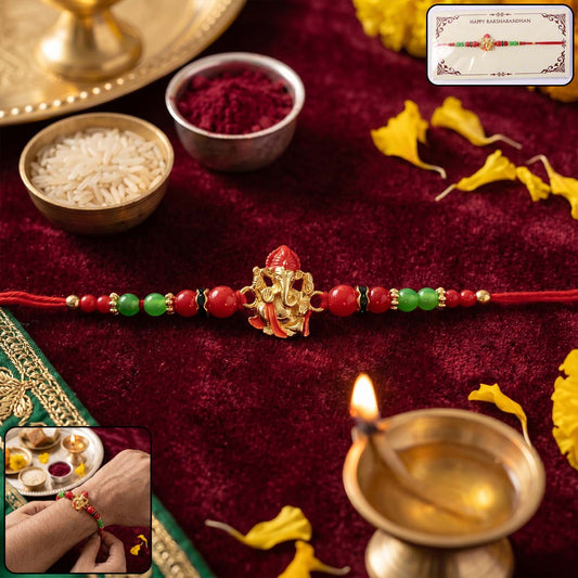 Antique Golden Ganesha Designer Rakhi