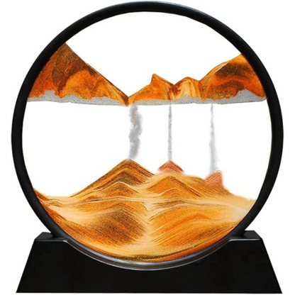Premium Round Rotating Moving Sand Art Frame for Home & Office Décor | Mesmerizing Flowing Sand Picture with Durable Black Stand | Relaxing Desktop Showpiece for Living Room, Bedroom & Work Desk | Luxury Motion Art Gift for All Occasions